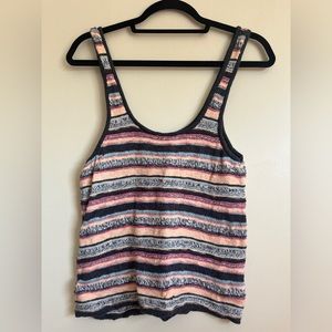American Eagle Women Grey Striped Cropped Sweater Tank Top